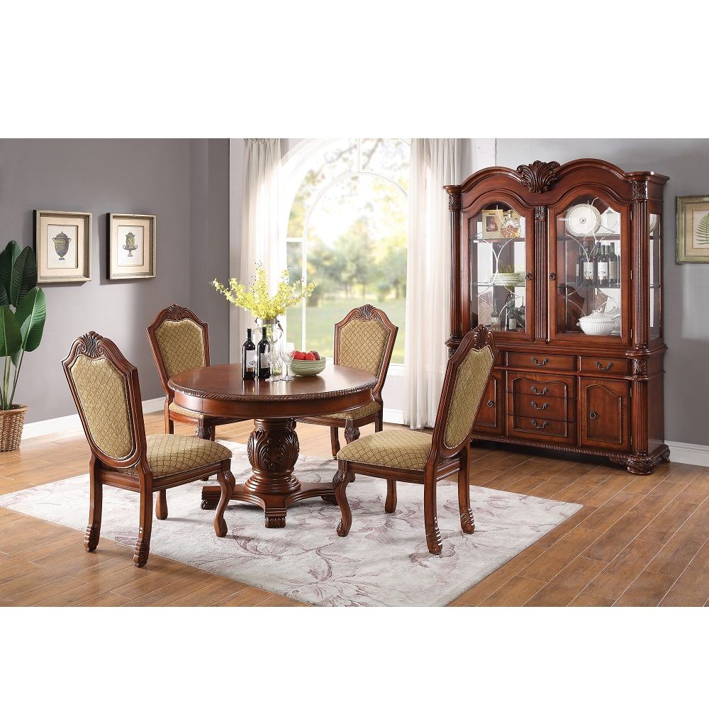 ACME Chateau De Ville 88" Kitchen Hutch with Buffet, 2 Glass Shelves, Cherry, 62" L X 21" W X 88" H
