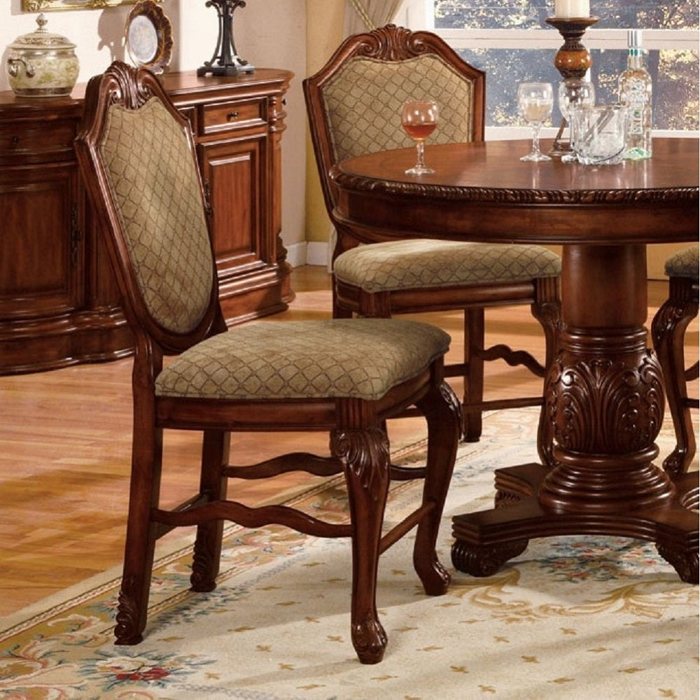 ACME Chateau de Ville 5-Piece Counter Height Dining Set, 1 Table and 4 Chairs, Cherry Finish
