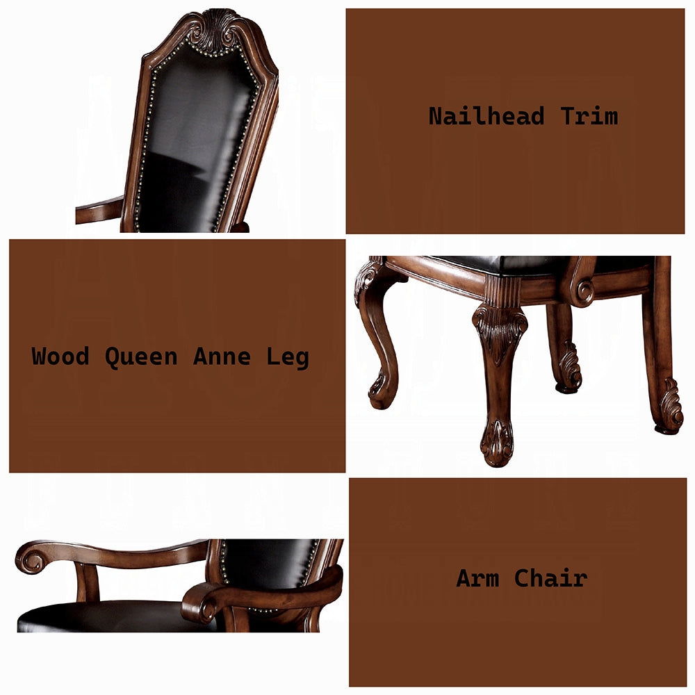 ACME Chateau De Ville 8-Piece Dining Set Include 1 Dining Extension Table, 4 Side Chairs, 2 Arm Chairs and 1 Buffet & Hutch