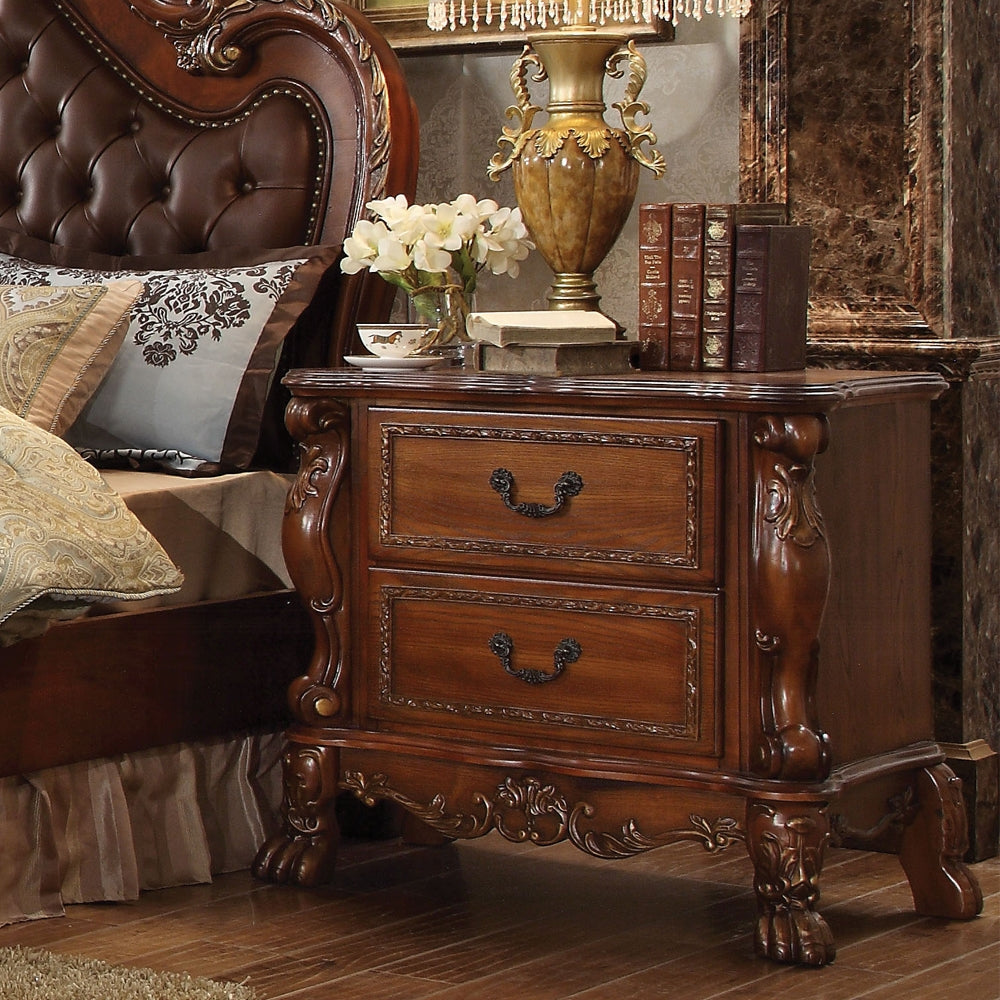 ACME Dresden 6 Piece Luxury Solid Wood Bedroom Set Includes Bed, Dresser, Chest, 2 x Nightstand and Mirror, Boxspring Required