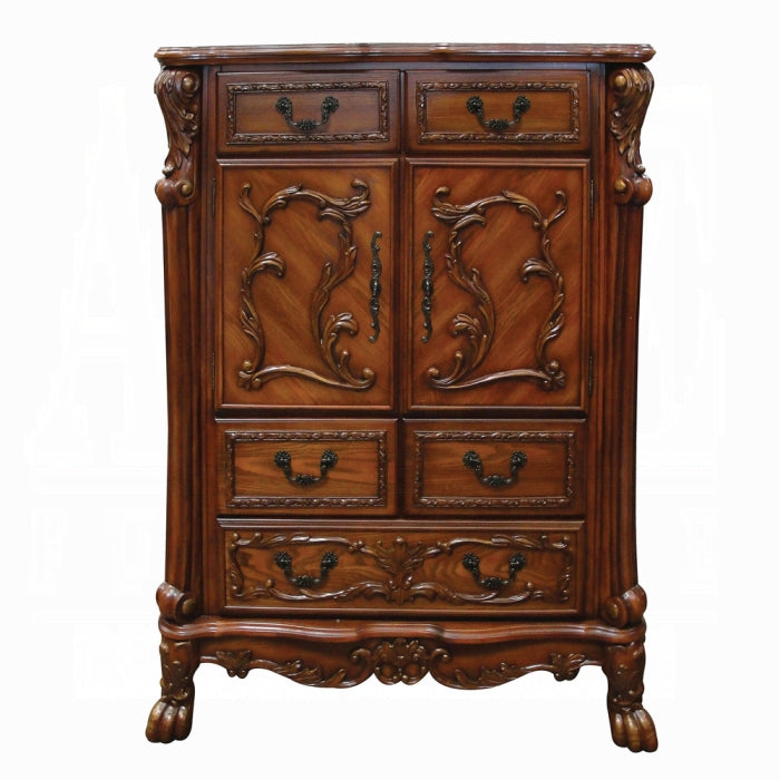 ACME Dresden 6 Piece Luxury Solid Wood Bedroom Set Includes Bed, Dresser, Chest, 2 x Nightstand and Mirror, Boxspring Required