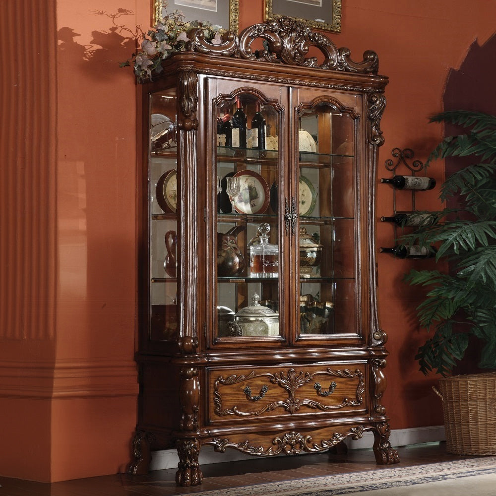 ACME Dresden Curio Cherry Oak Finish 12158