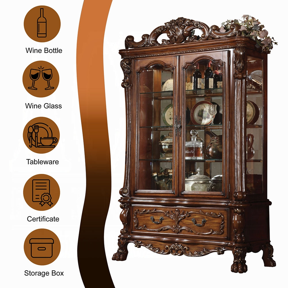 ACME Dresden Curio Cherry Oak Finish 12158