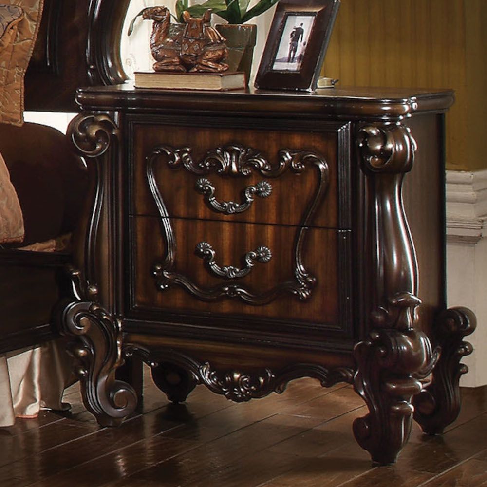 ACME Versailles Collection 6-Piece Luxury Solid Wood Bedroom Set Includes Bed, Dresser, Chest, 2 x Nightstand and Mirror, Boxspring Required