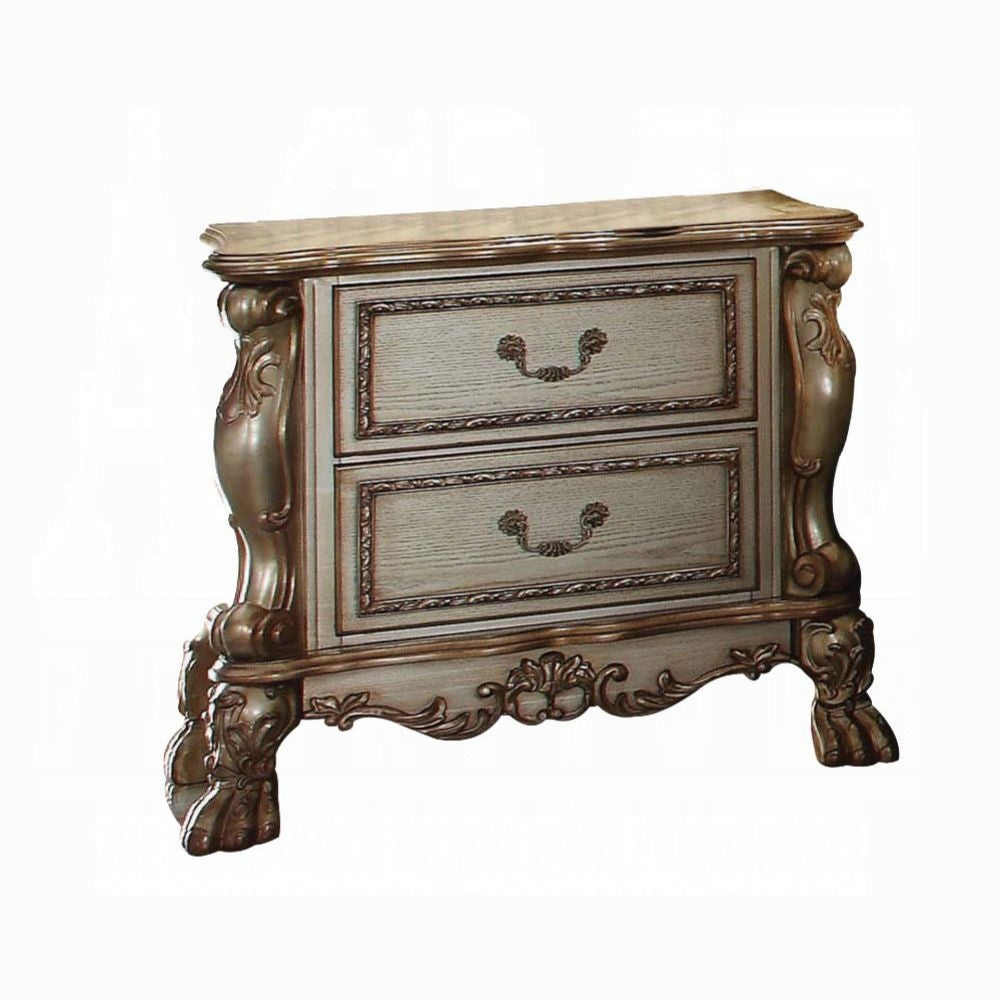 ACME Dresden 6 Piece Luxury Solid Wood Bedroom Set Includes Bed, Dresser, Chest, 2 x Nightstand and Mirror, Boxspring Required