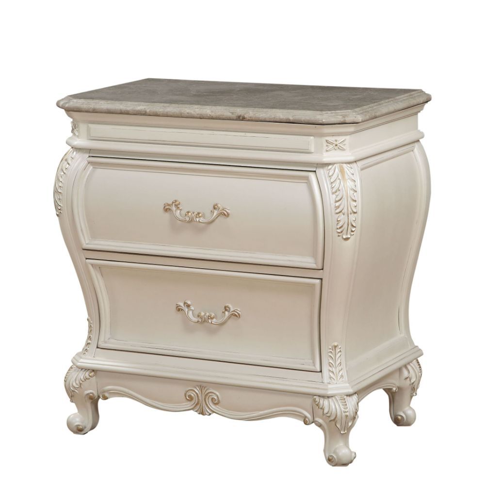 ACME Chantelle 6 Piece Luxury Bedroom Set Includes Bed, Dresser, Chest, 2 x Nightstand and Mirror, Boxspring Required