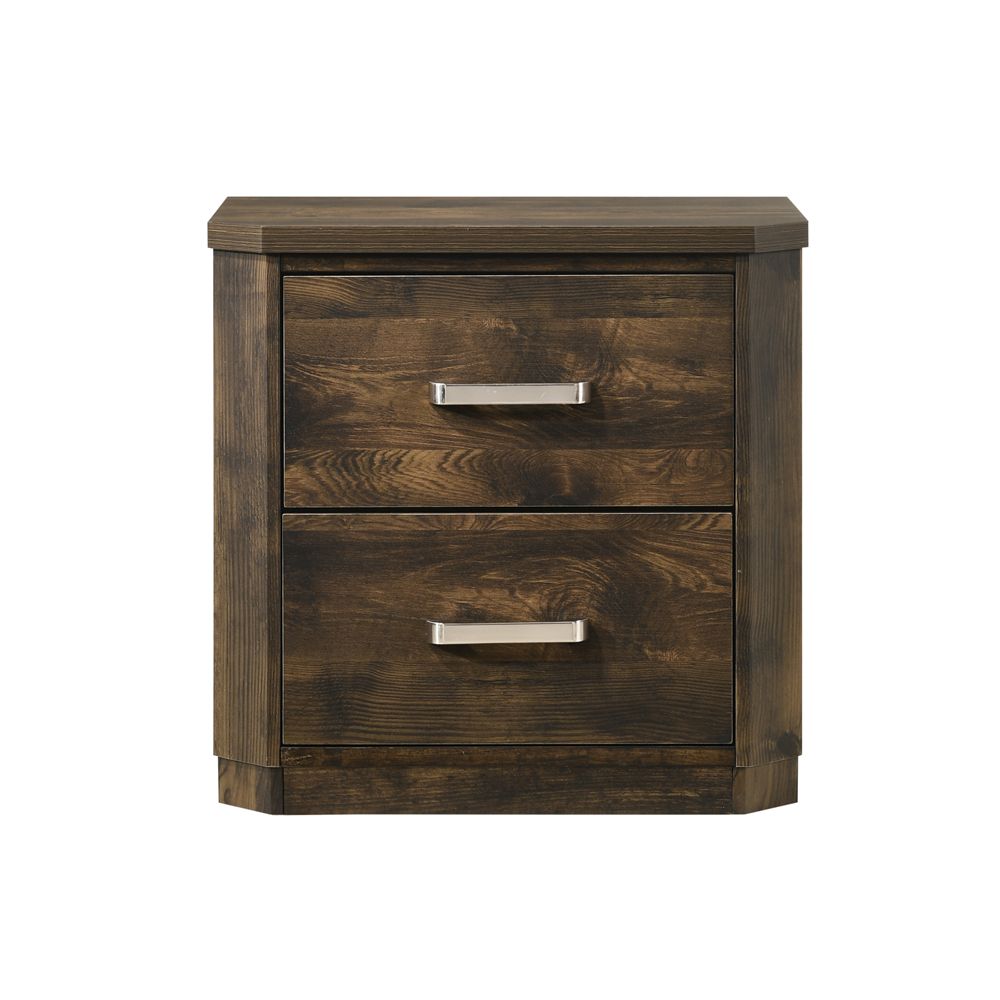 ACME Elettra Transitional 5-Piece Bedroom Set Includes Panel Bed, Dresser, Chest, Nightstands and Mirror, Boxspring Required, Rustic Walnut