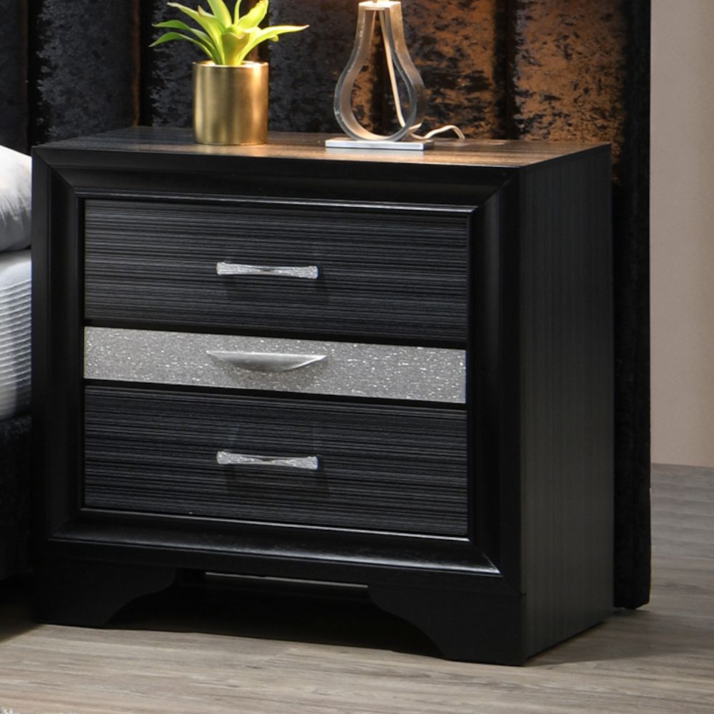 ACME Naima Collection 5-Piece Wooden Bedroom Set Bed Frame, Dresser, Chest, Nightstand and Mirror, Box Spring Not Required