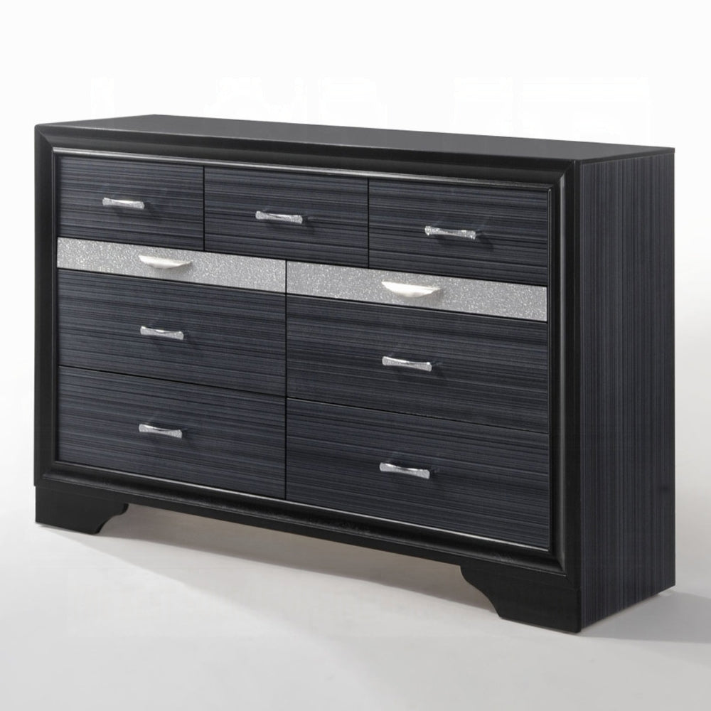 ACME Naima Collection 5-Piece Wooden Bedroom Set Bed Frame, Dresser, Chest, Nightstand and Mirror, Box Spring Not Required