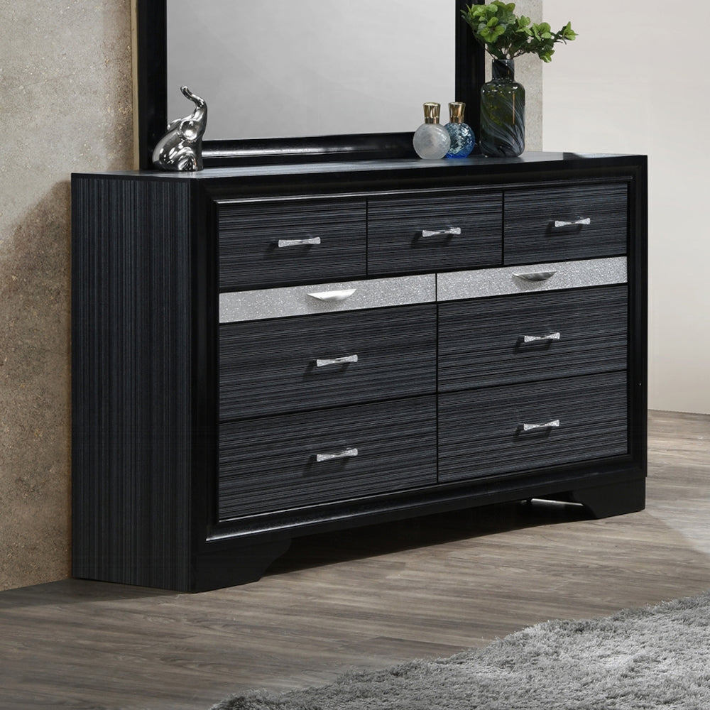 ACME Naima Collection 5-Piece Wooden Bedroom Set Bed Frame, Dresser, Chest, Nightstand and Mirror, Box Spring Not Required