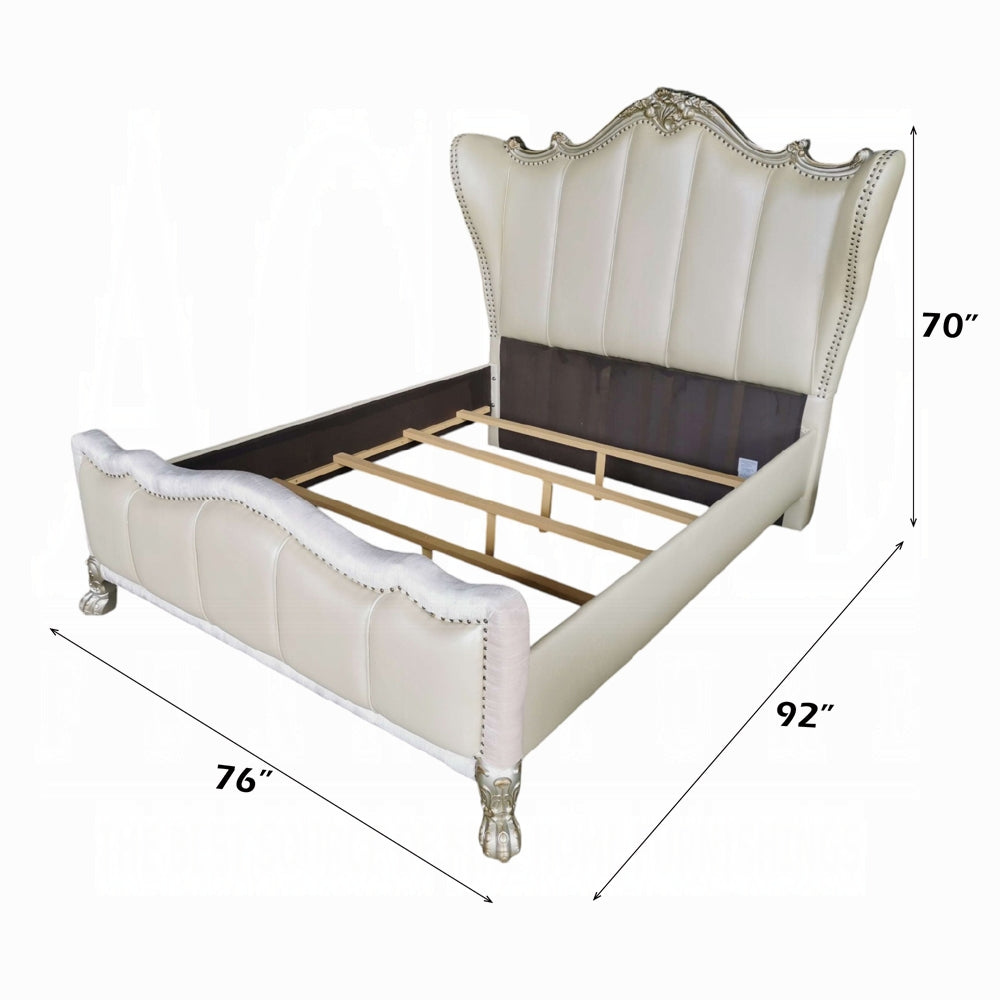 ACME Dresden Luxurious Bed, Pearl White