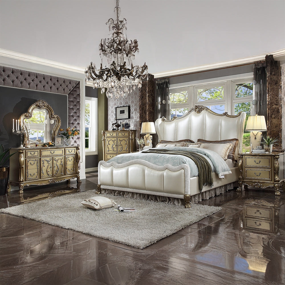 ACME Dresden Luxurious Bed, Pearl White