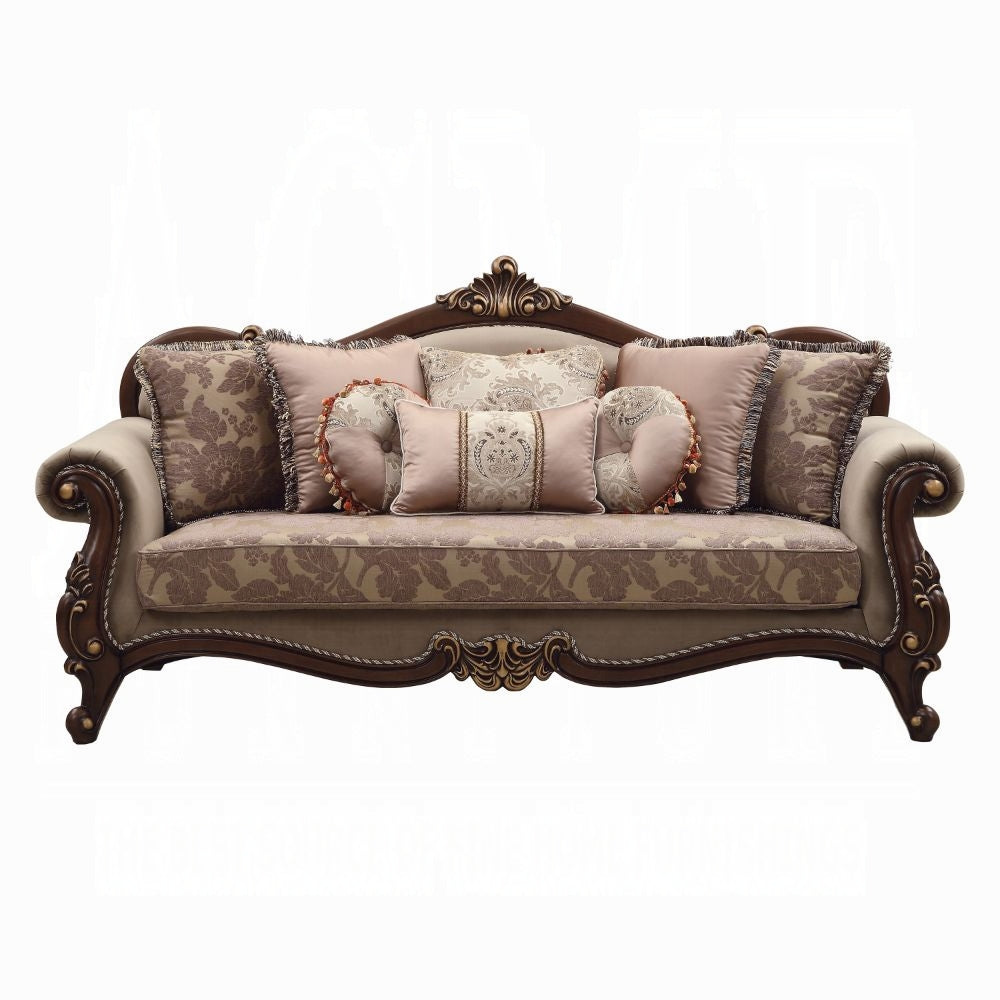 ACME Mehadi Colletion 3-Piece Living Room Set Include Sofa, Loveseat and Chair, Velvet & Walnut Finish