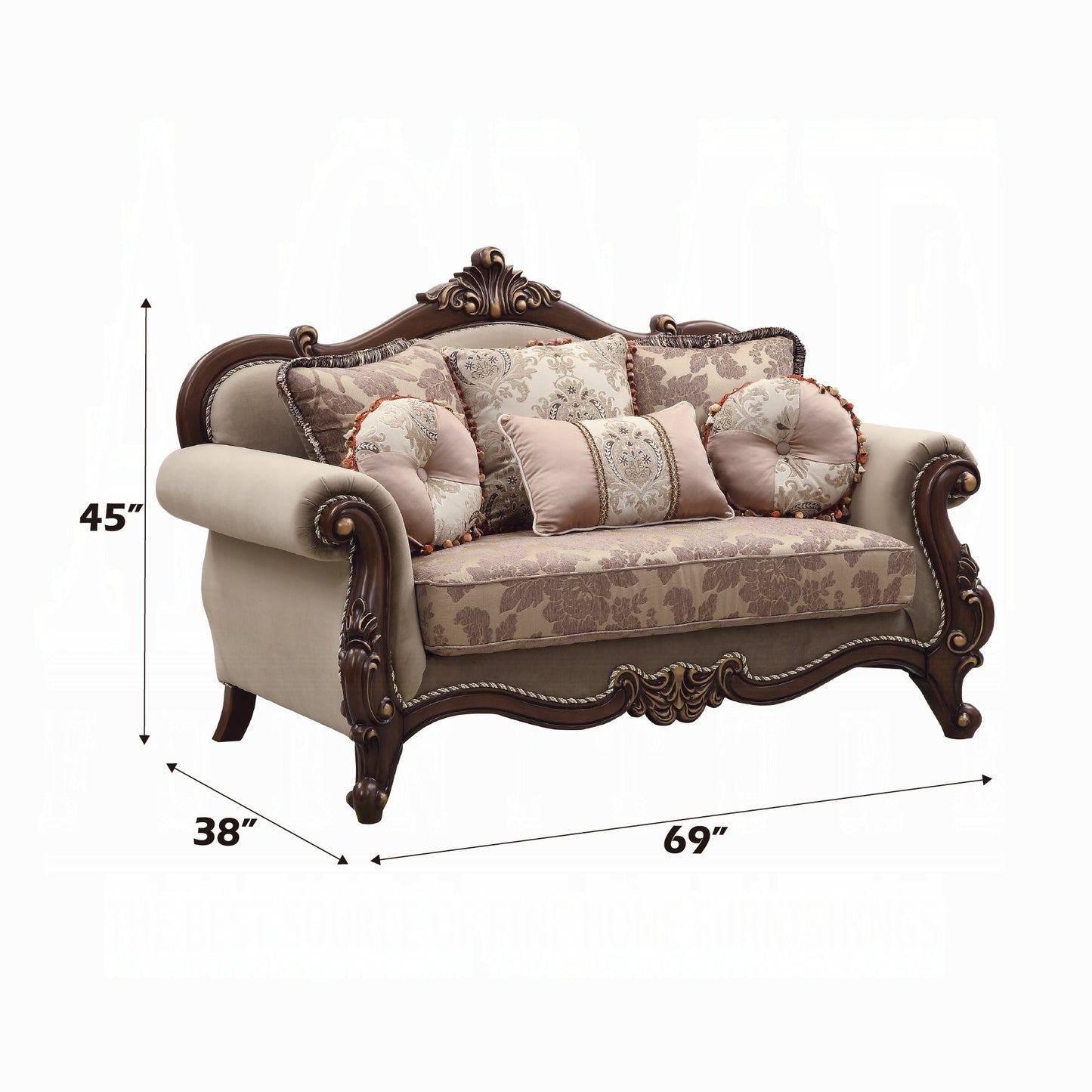 ACME Mehadi Colletion 3-Piece Living Room Set Include Sofa, Loveseat and Chair, Velvet & Walnut Finish