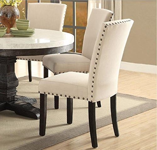 ACME Nolan 7-ps Casual Dining Table Set Include 1 Dining Table, 6 Side Chairs, 7-Person Marble Dining Set (Round)