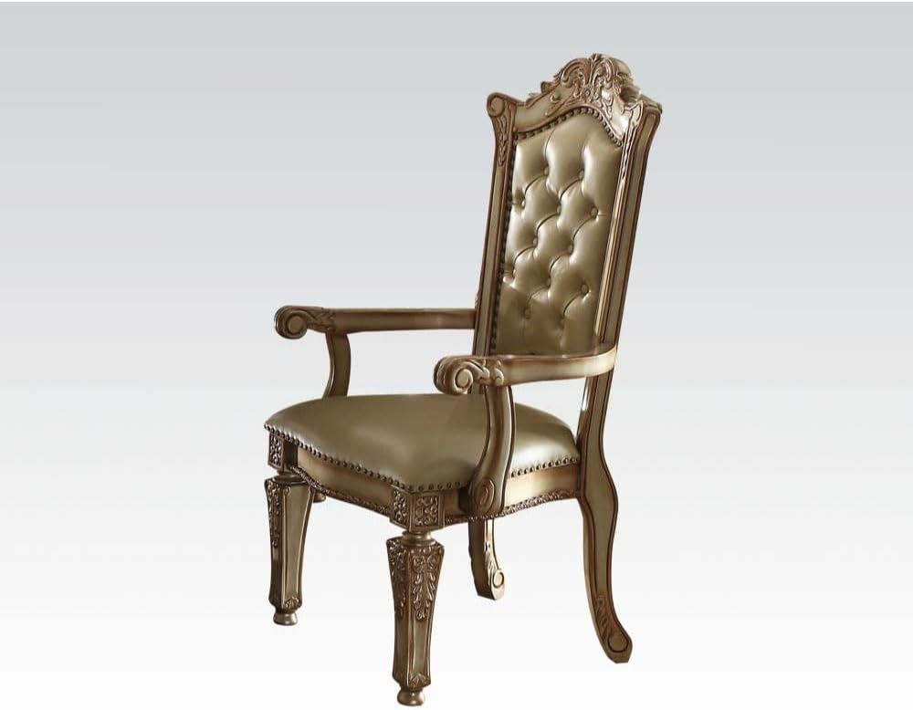 ACME Vendome 10PS Formal Dining Room Set Include 1 Dining Table, 6 Side Chairs, 2 Arm Chairs and 1 Buffet & Hutch, 8-Person Solid Wood Extendable Dining Set