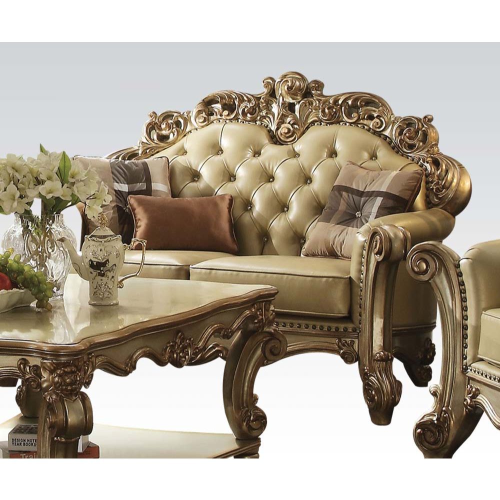 ACME Vendome Colletion 4-Piece Living Room Set Include Sofa, Loveseat, Chair and Coffee Table, Finish: