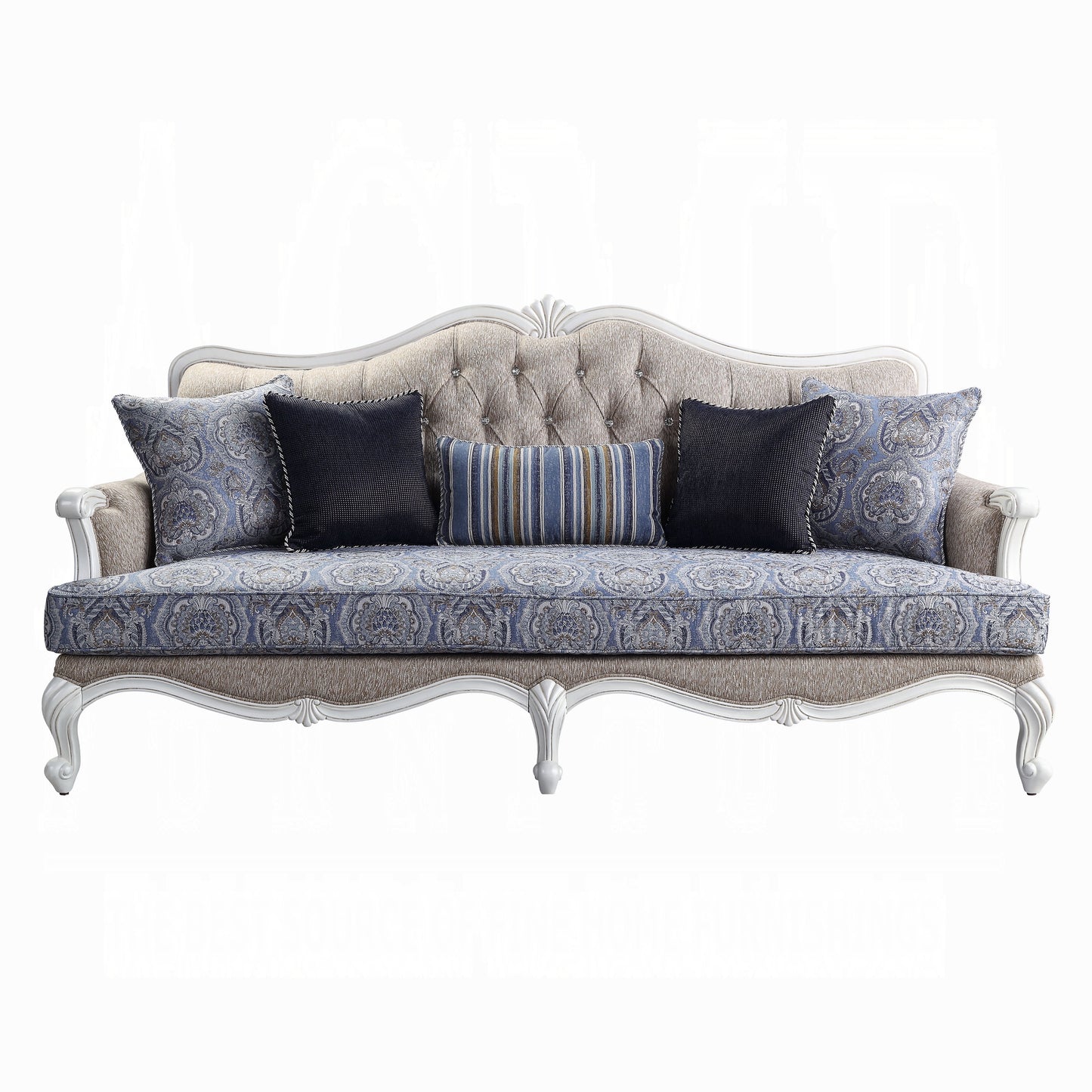 ACME Ciddrenar Collection 3-Piece Living Room Set Include Sofa, Loveseat and Chair, Fabric & White Finish