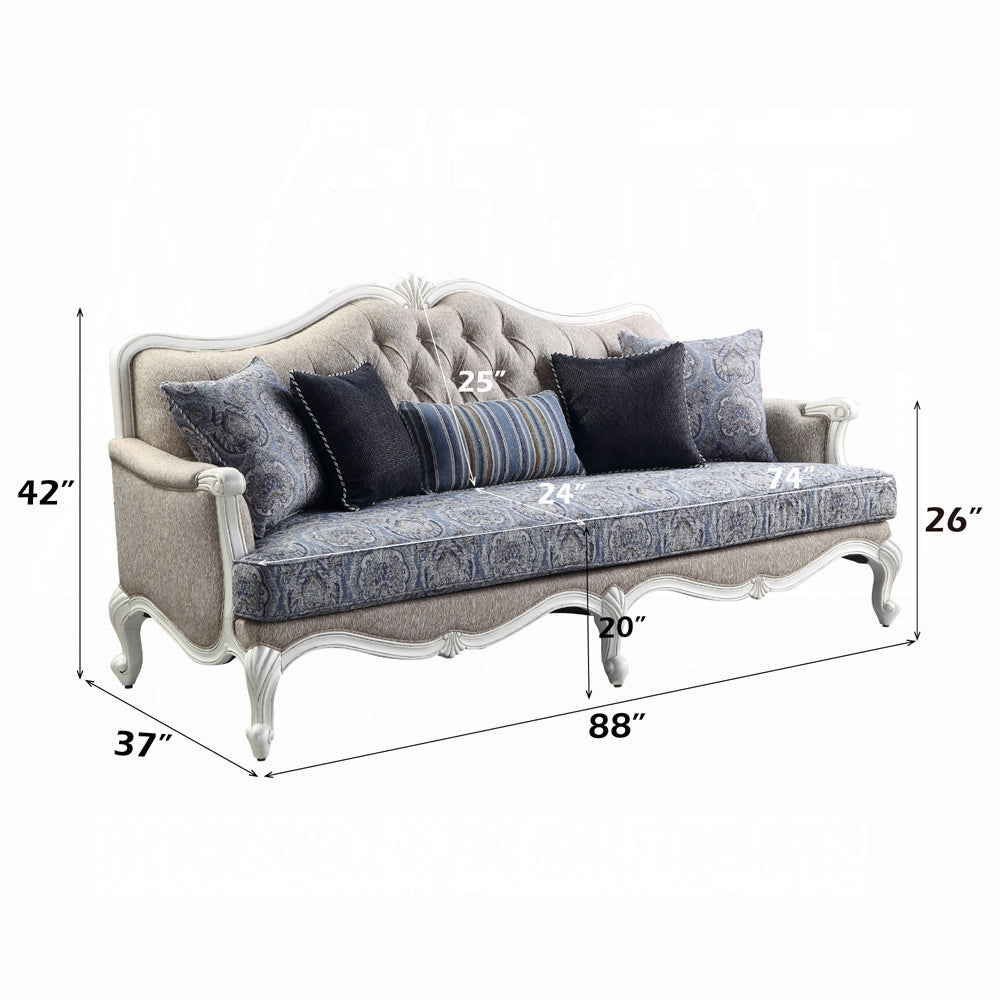 ACME Ciddrenar Collection 3-Piece Living Room Set Include Sofa, Loveseat and Chair, Fabric & White Finish