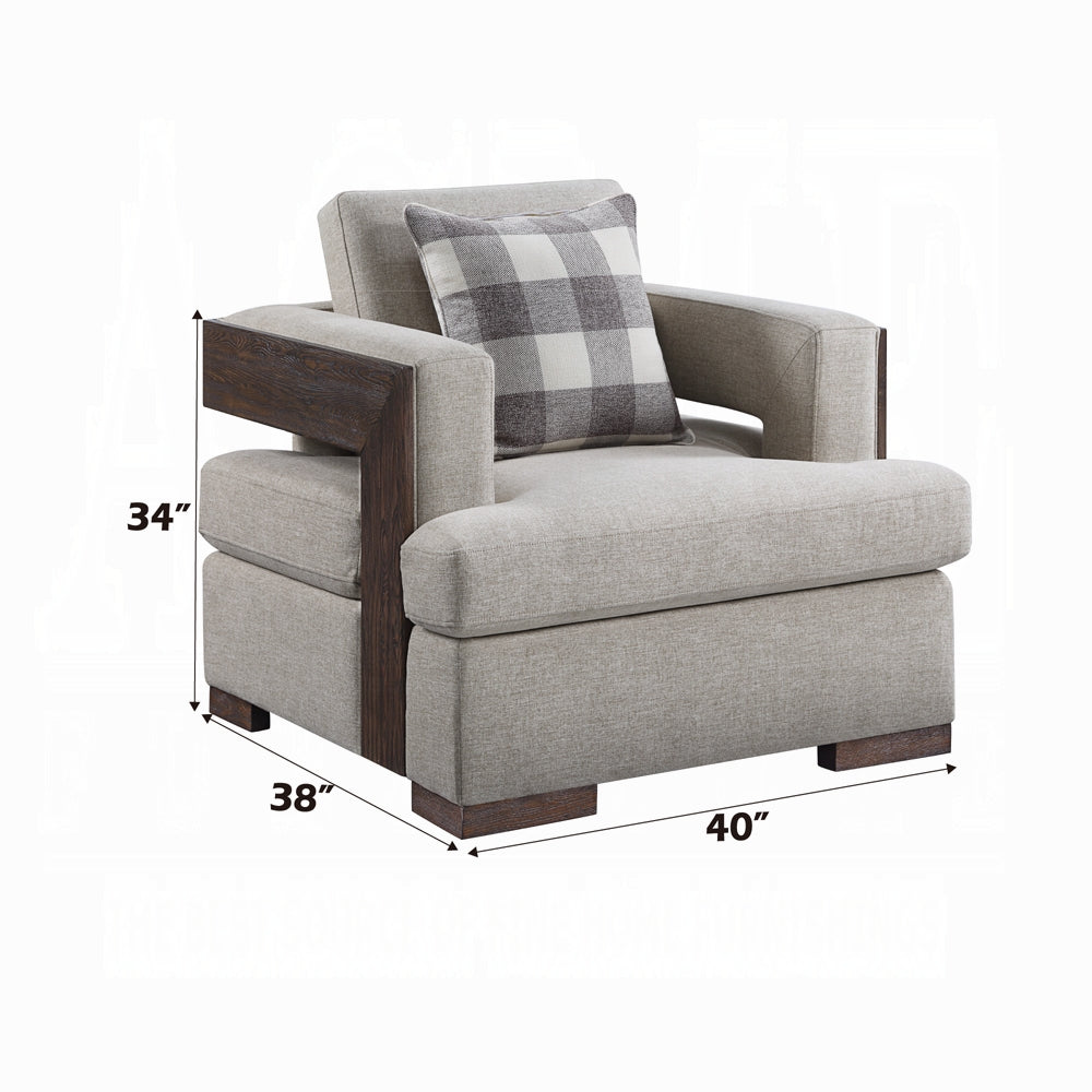 ACME Niamey Colletion 4-Piece Living Room Set Include Sofa, Loveseat, Chair and Coffee Table, Fabric & Walnut Finish