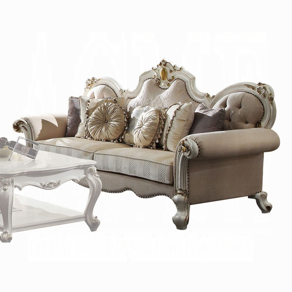 ACME Picardy Colletion 4-Piece Living Room Set Include Sofa, Loveseat, Chair and Coffee Table, Antique Pearl Finish