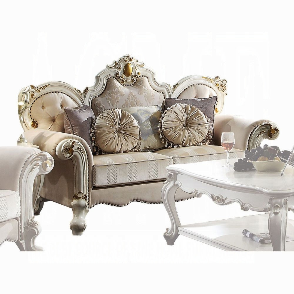 ACME Picardy Colletion 4-Piece Living Room Set Include Sofa, Loveseat, Chair and Coffee Table, Antique Pearl Finish