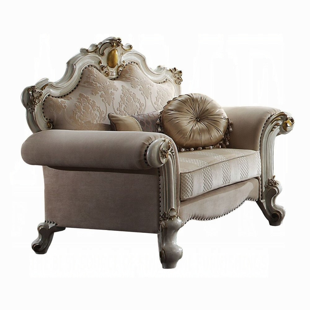 ACME Picardy Colletion 4-Piece Living Room Set Include Sofa, Loveseat, Chair and Coffee Table, Antique Pearl Finish