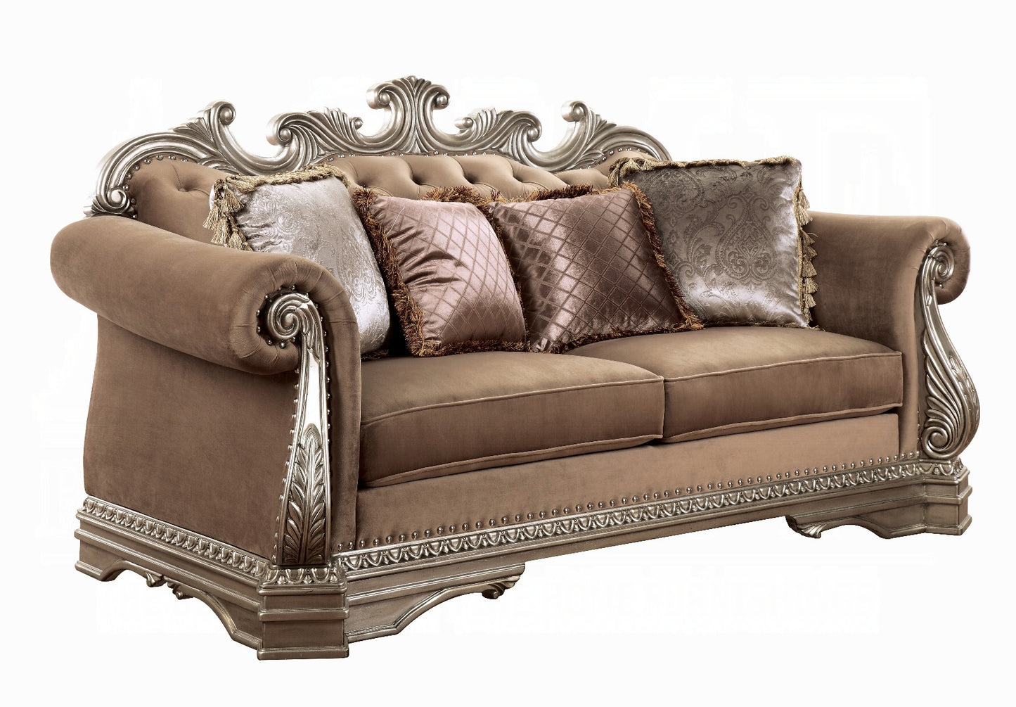 ACME Northville Collection 3-Piece Living Room Set Include Sofa, Loveseat and Chair,Velvet & Antique Silver Finish