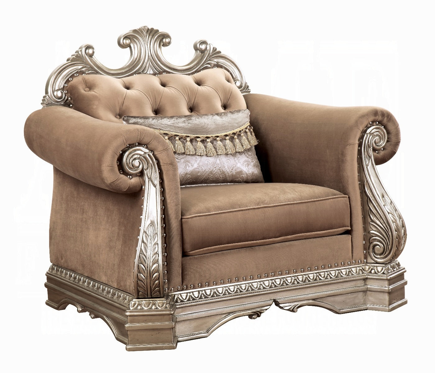 ACME Northville Collection 3-Piece Living Room Set Include Sofa, Loveseat and Chair,Velvet & Antique Silver Finish