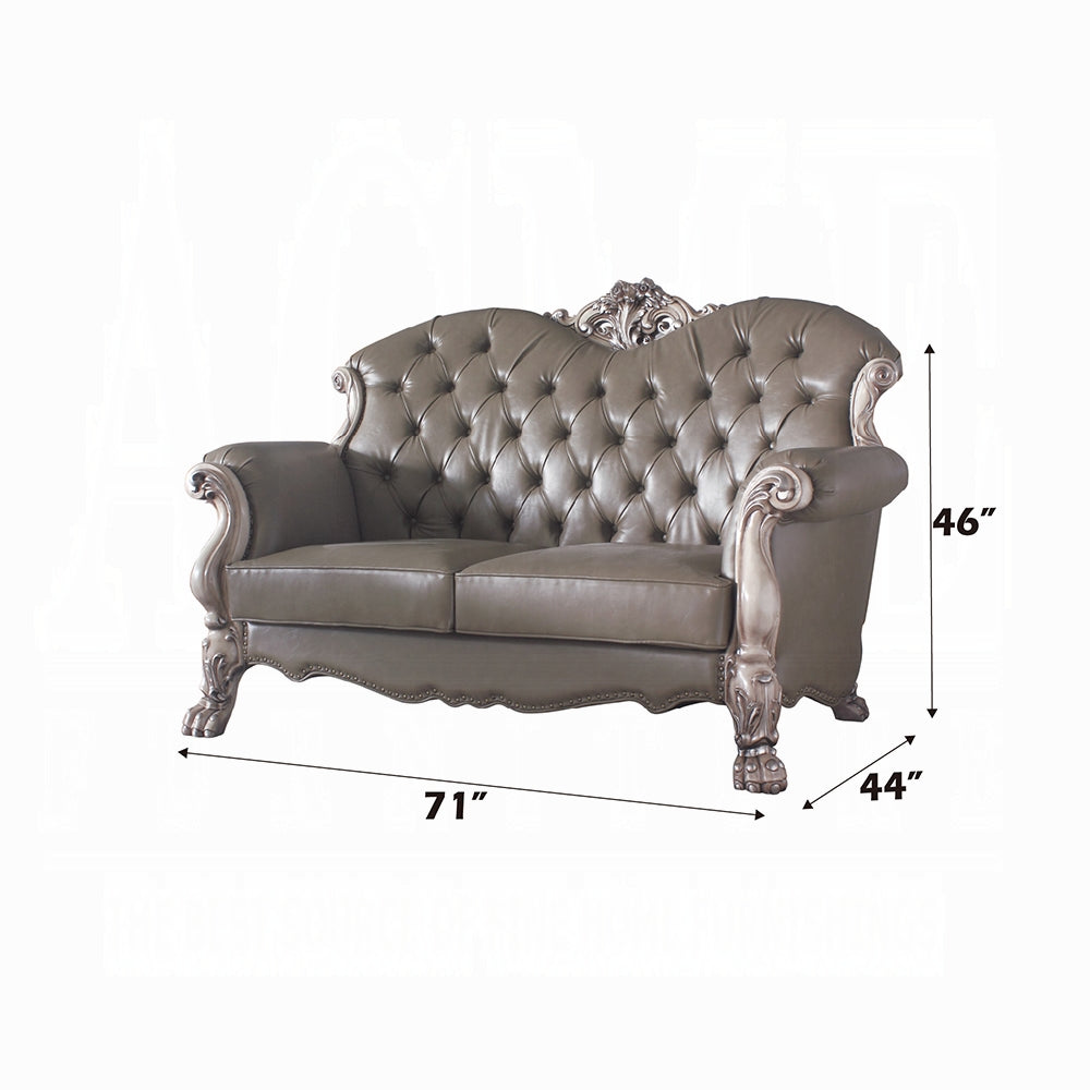 ACME Dresden Collection 6-Piece Living Room Set Include Sofa, Loveseat, Chair, Coffee Table and 2 End Tables, Cherry Synthetic Leather & Cherry Finish