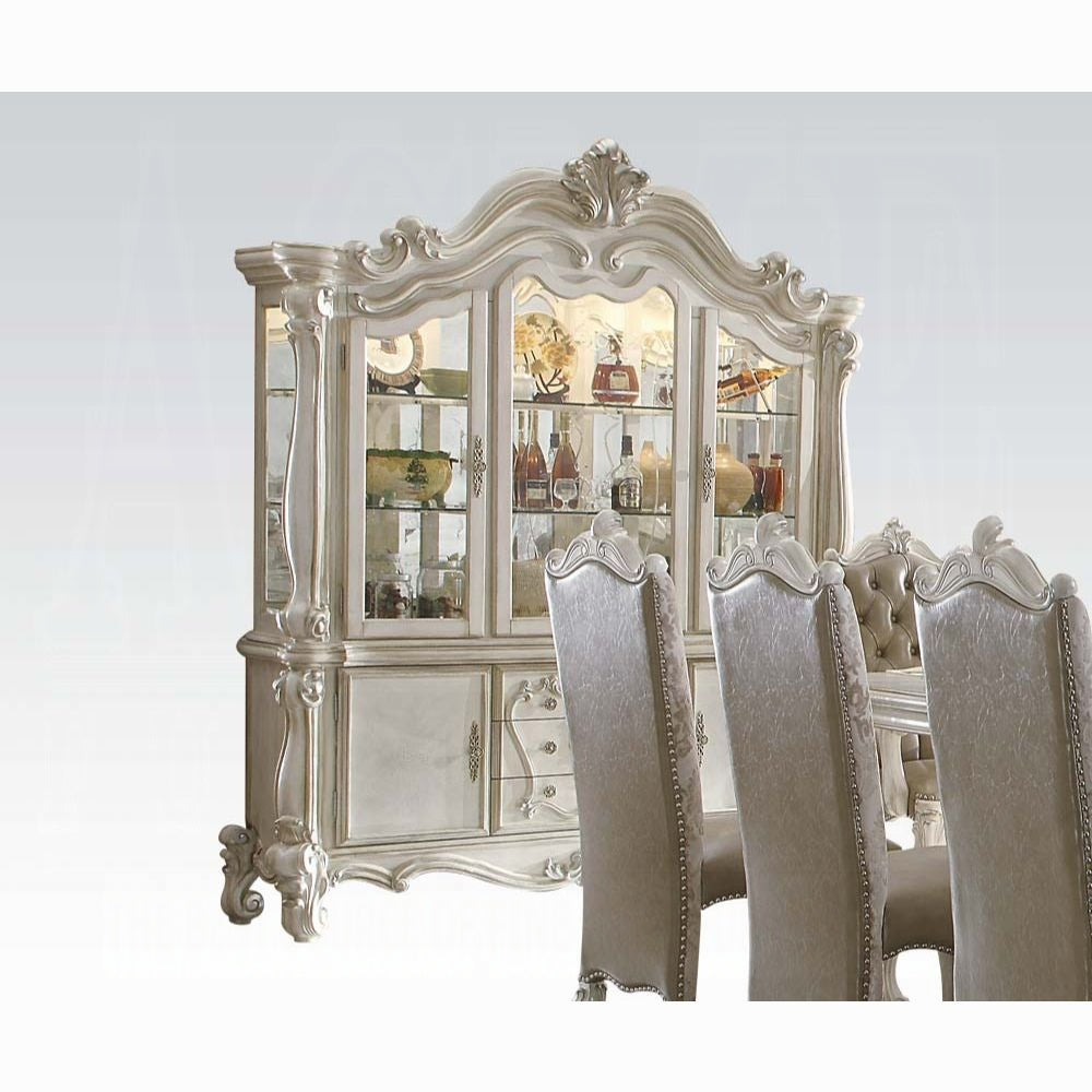 ACME Versailles 10-Piece Luxurious Formal Dining Table Set Bone White Finish 61130
