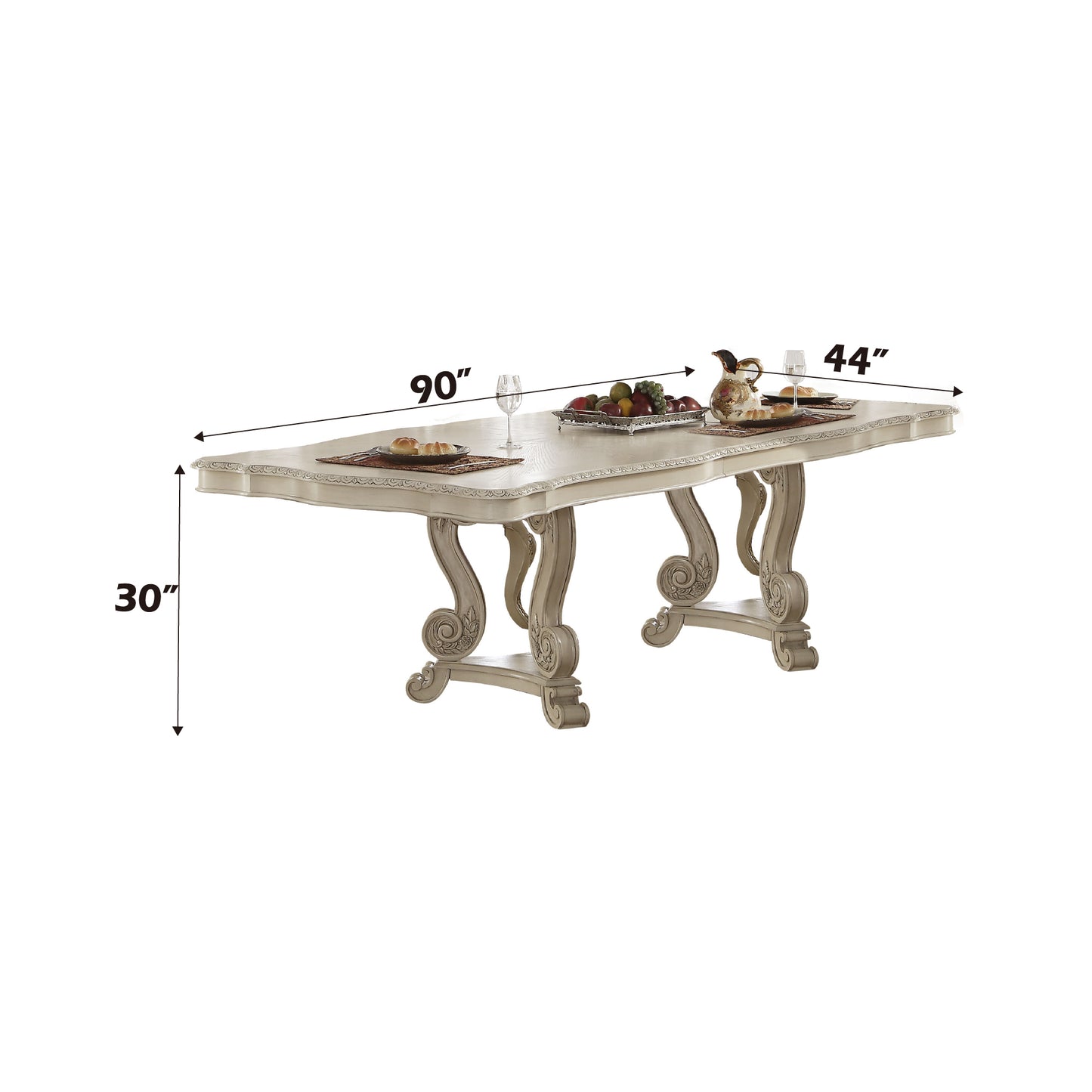 ACME Rectangular 12 Pcs Luxurious Formal Dining Set Include 1 Extendable Dining Table, 8 Side Chairs, 2 Arm Chairs and Buffet & Hutch