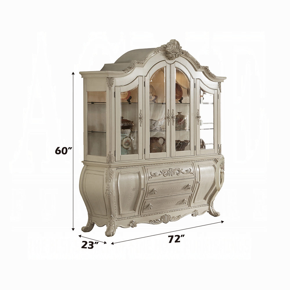 ACME Rectangular 12 Pcs Luxurious Formal Dining Set Include 1 Extendable Dining Table, 8 Side Chairs, 2 Arm Chairs and Buffet & Hutch