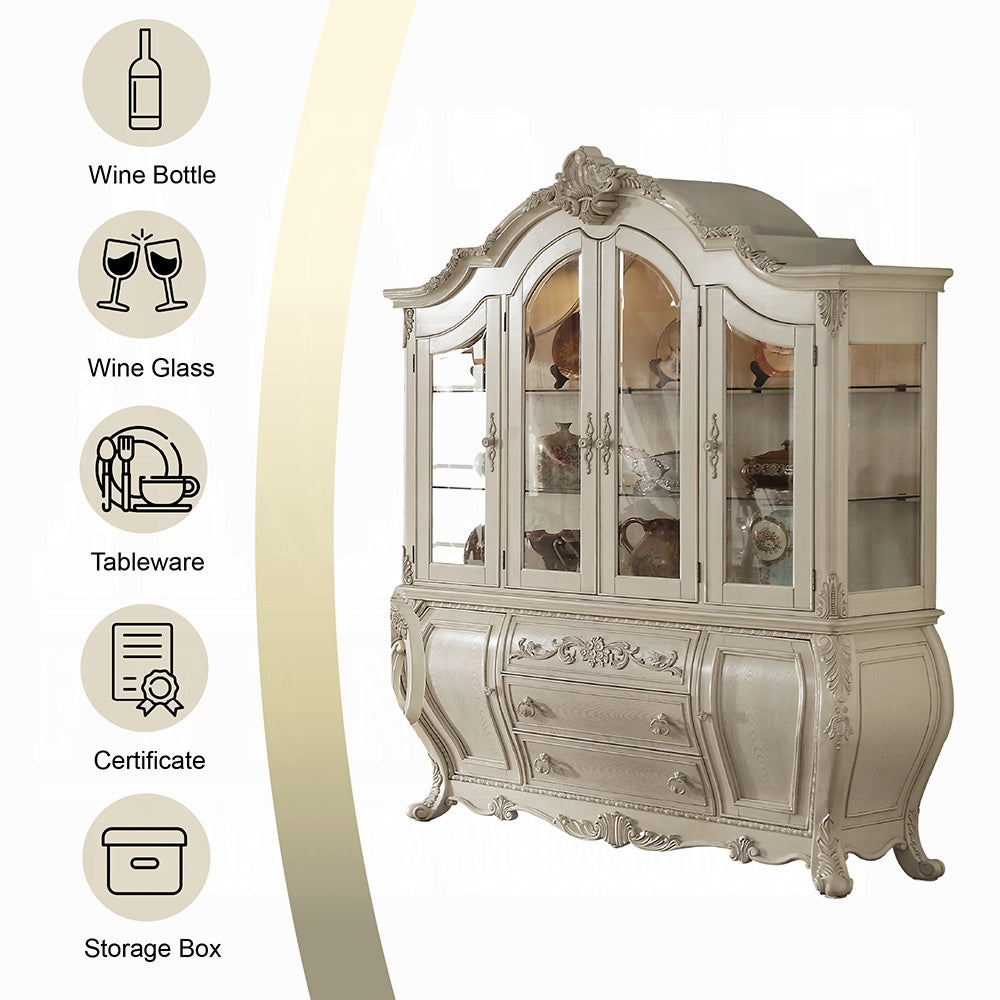 ACME Rectangular 12 Pcs Luxurious Formal Dining Set Include 1 Extendable Dining Table, 8 Side Chairs, 2 Arm Chairs and Buffet & Hutch