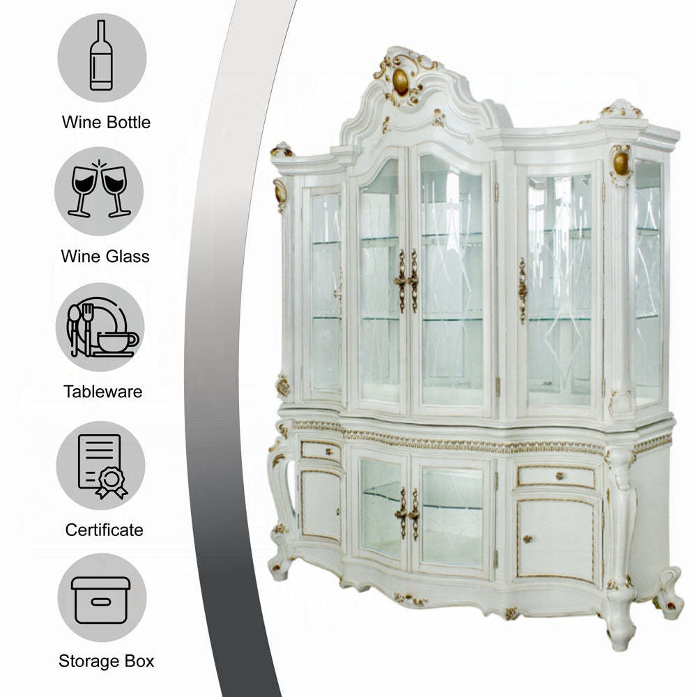 ACME Picardy Buffet & Hutch Antique Pearl Finish 63464