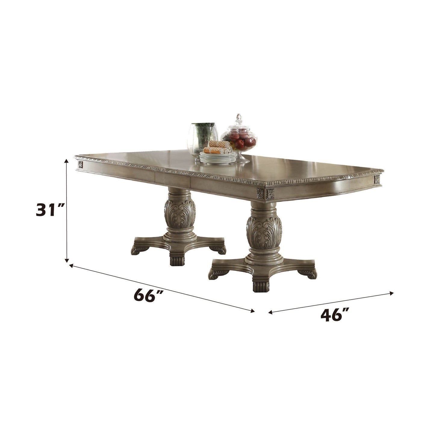 ACME Chateau De Ville 8-Piece Dining Set Include 1 Dining Extension Table, 4 Side Chairs, 2 Arm Chairs and 1 Buffet & Hutch