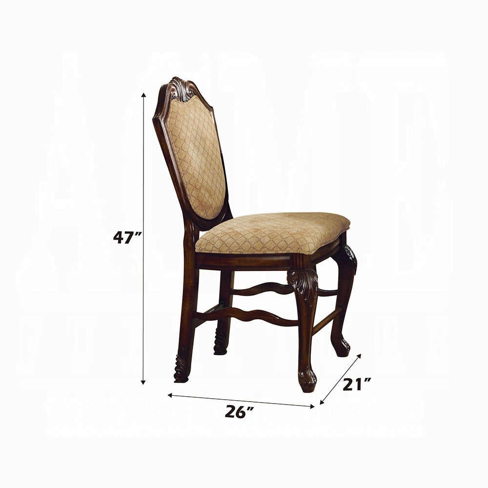 ACME Chateau de Ville 5-Piece Counter Height Dining Set, 1 Table and 4 Chairs, Cherry Finish