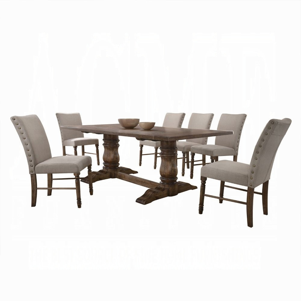 ACME Leventis 9-ps Dining Table Set Includes 1 Dining Table and 8 Side Chairs, Set for 8-Person