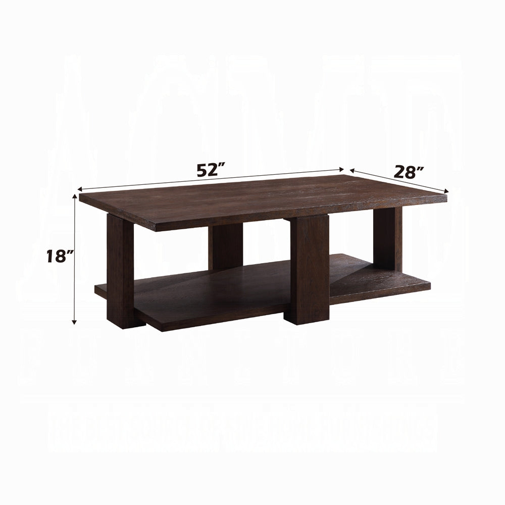 ACME Niamey Colletion 4-Piece Living Room Set Include Sofa, Loveseat, Chair and Coffee Table, Fabric & Walnut Finish