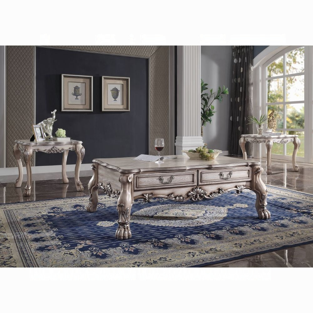 ACME Dresden Collection 6-Piece Living Room Set Include Sofa, Loveseat, Chair, Coffee Table and 2 End Tables, Cherry Synthetic Leather & Cherry Finish