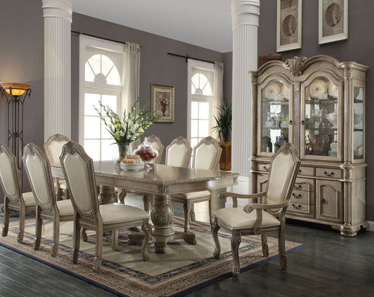 ACME Chateau De Ville 10-Piece Dining Set Include 1 Dining Extension Table, 6 Side Chairs, 2 Arm Chairs and 1 Buffet & Hutch