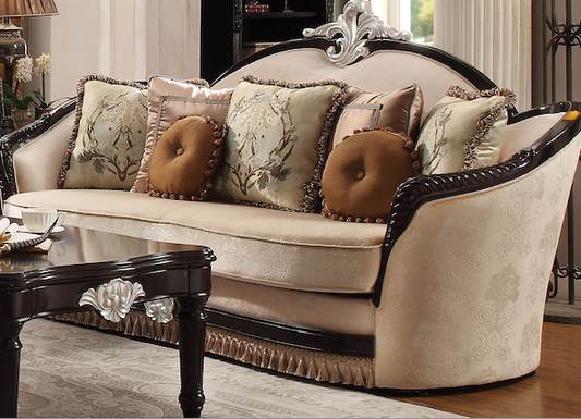 ACME Ernestine 4-Piece Living Room Set Include Sofa w/ 7 Pillows, Loveseat w/ 5 Pillows, Chair w/ 2 Pillows and Coffee Table