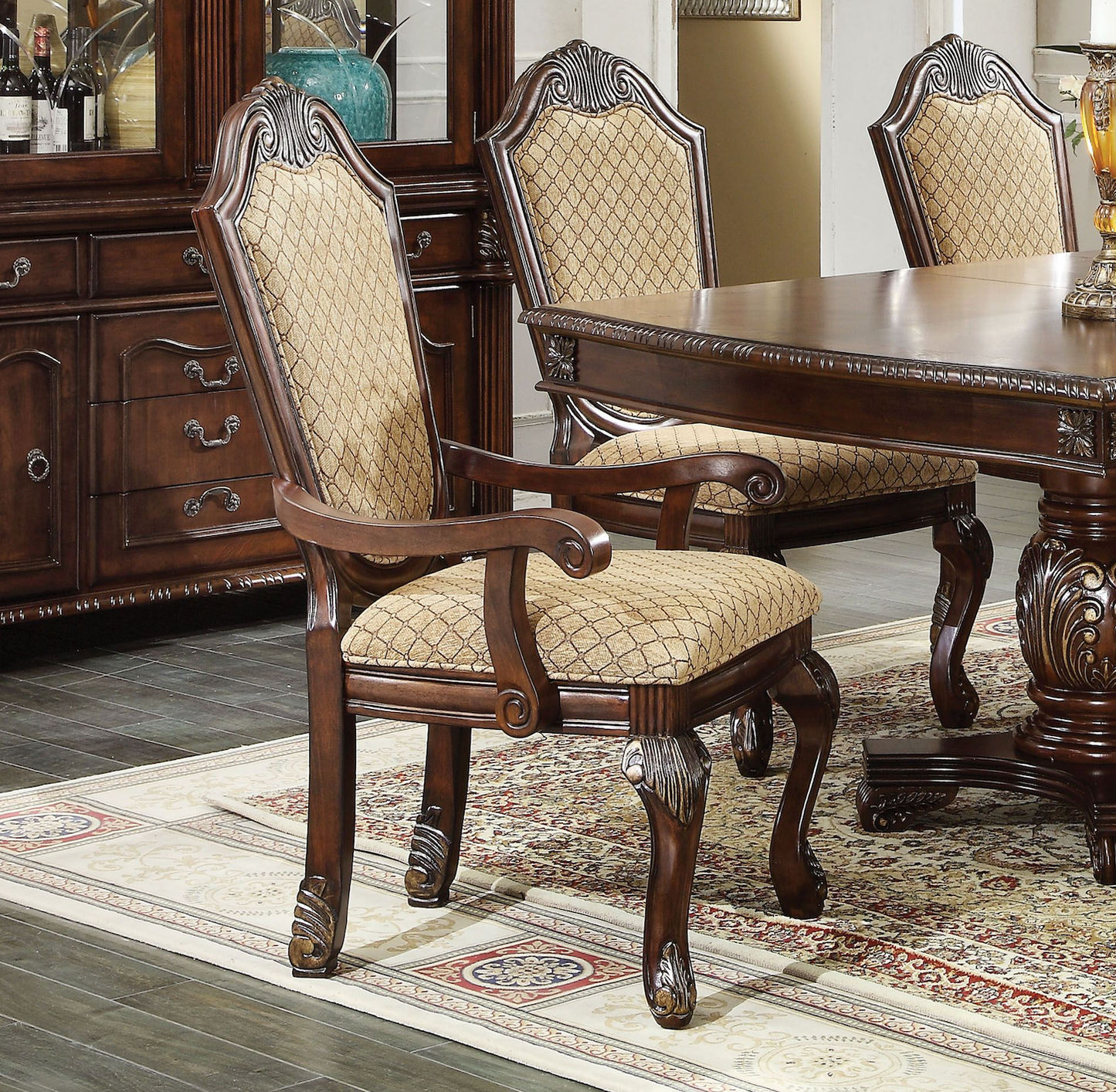 ACME Traditional 9-Piece Dining Room Set with Dining Extendable Table, 6 Side Chairs and 2 Arm Chairs, Set for 8 Persons