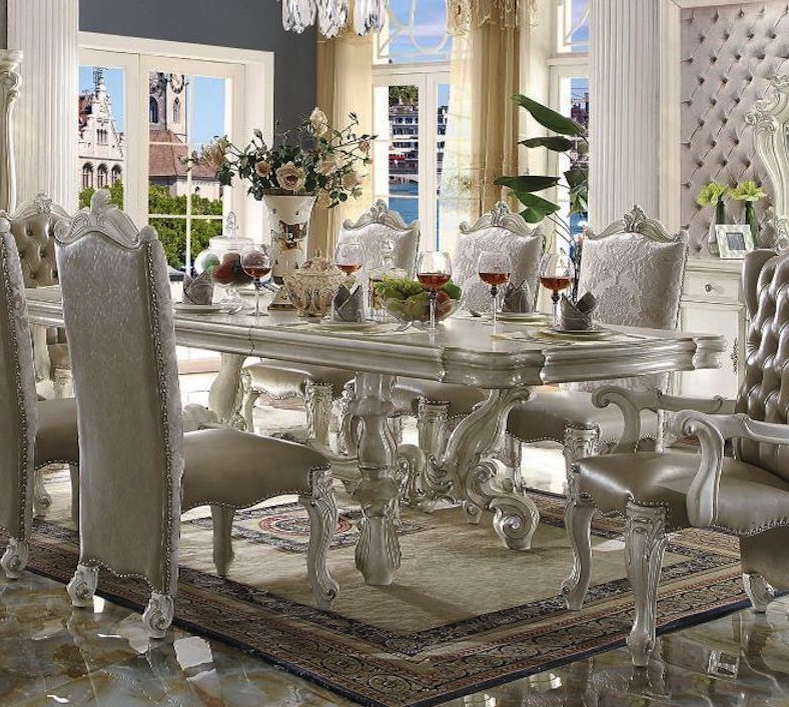 ACME Versailles 9-Piece Luxurious Formal Dining Table Set Kitchen Furniture Set Include 1 Extendable Dining Table, 6 Side Chairs and 2 Arm Chairs, Set for 8 Persons