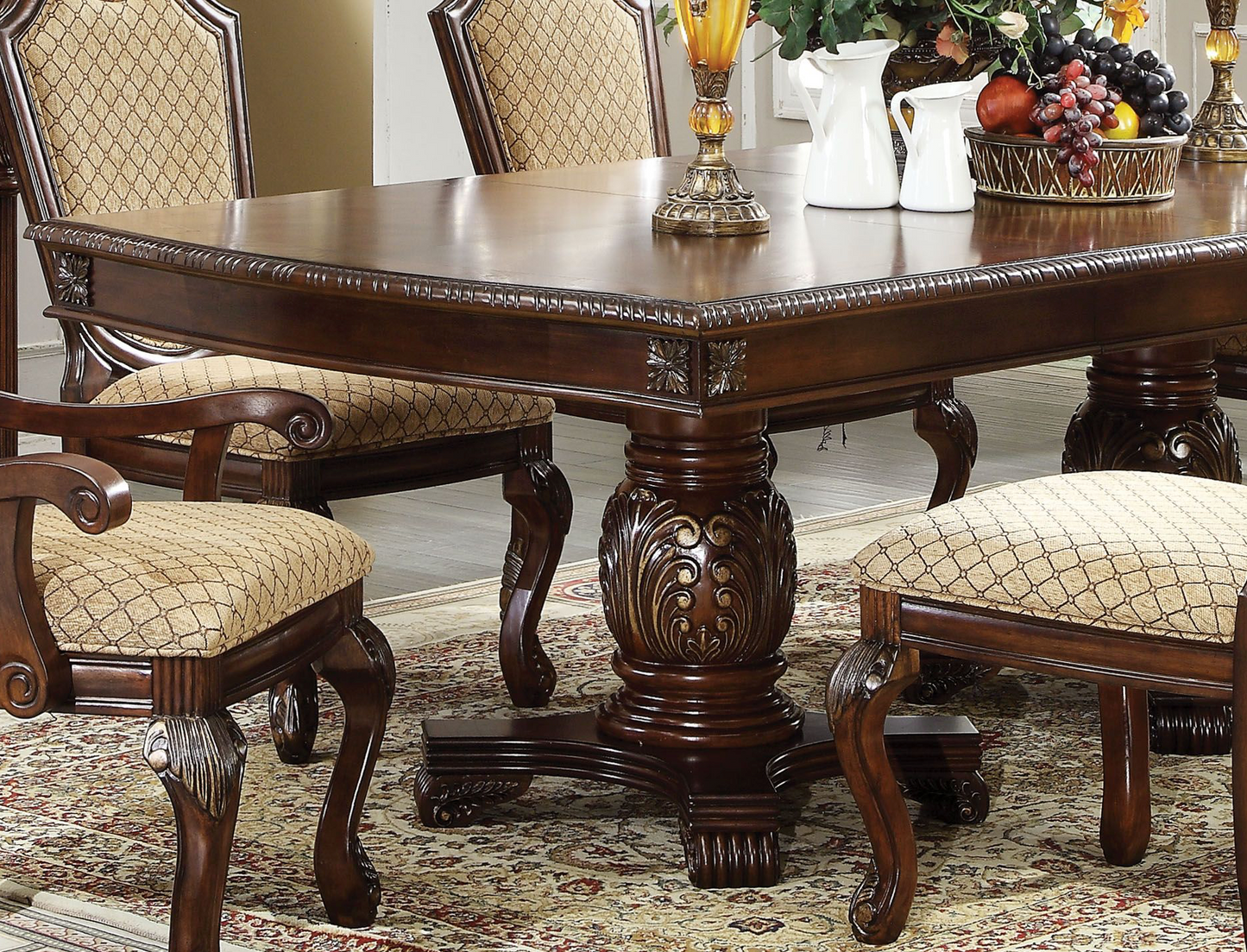 ACME Traditional 9-Piece Dining Room Set with Dining Extendable Table, 6 Side Chairs and 2 Arm Chairs, Set for 8 Persons