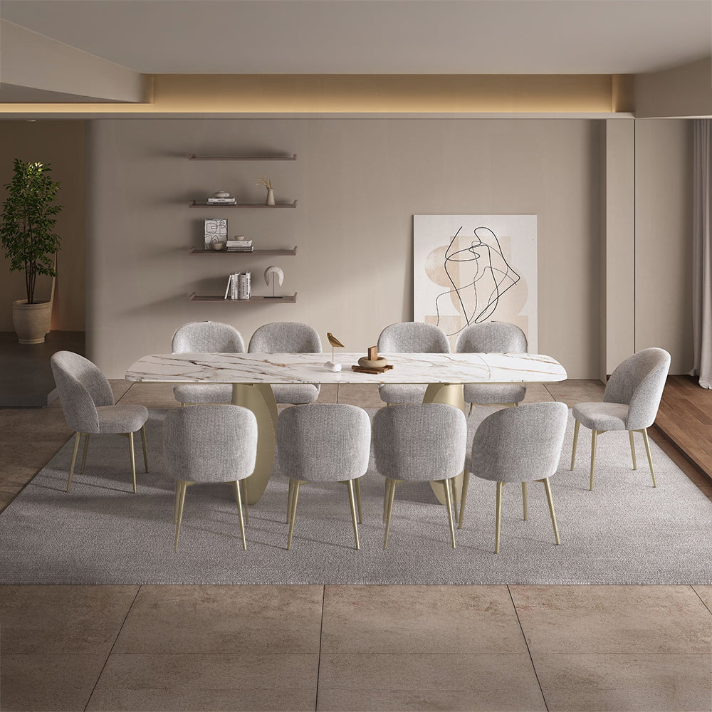 ACME Cora 11-Piece Modern Kitchen Furniture Set Include 1 Extension Dining Table and 10 Chairs, Set for 10 Persons, Italian Ceramic Table Top