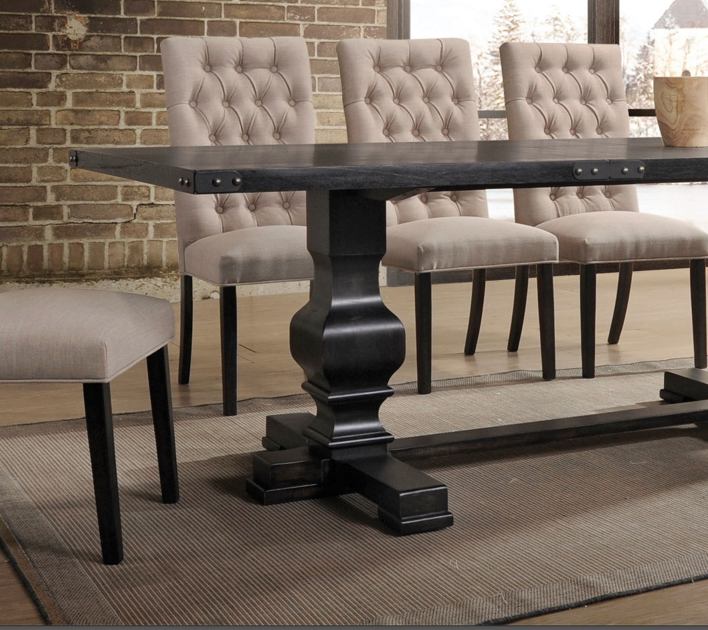 ACME Morland 9-ps Dining Table Set Includes 1 Dining Table and 8 Side Chairs, Set for 8-Person