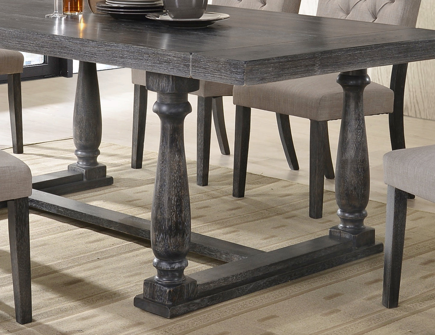 ACME Bernard 7-ps Casual Dining Table Set Include 1 Dining Table, 6 Side Chairs, 6 -Person Dining Set
