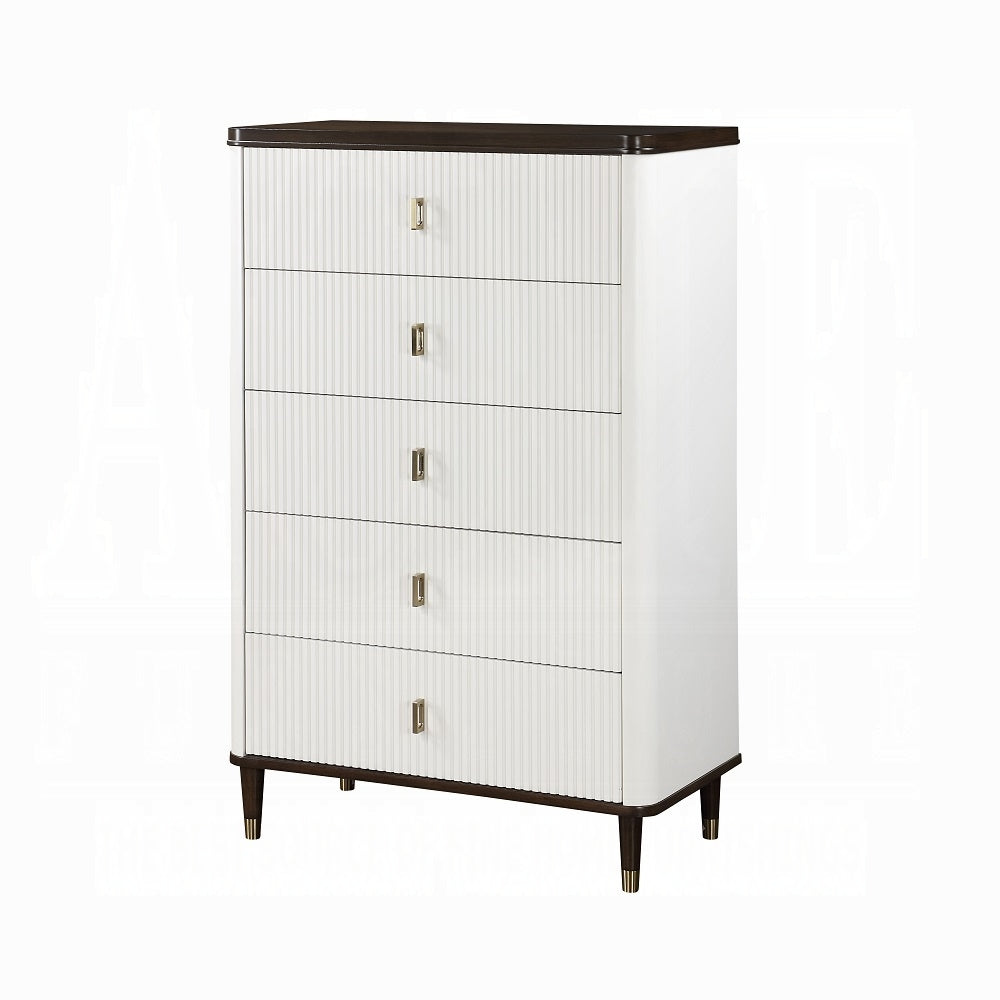 ACME Carena 6-Piece Modern Luxury Bedroom Set Includes Panel Bed, Dresser, Chest, 2x Nightstands and Mirror, Box Spring Required