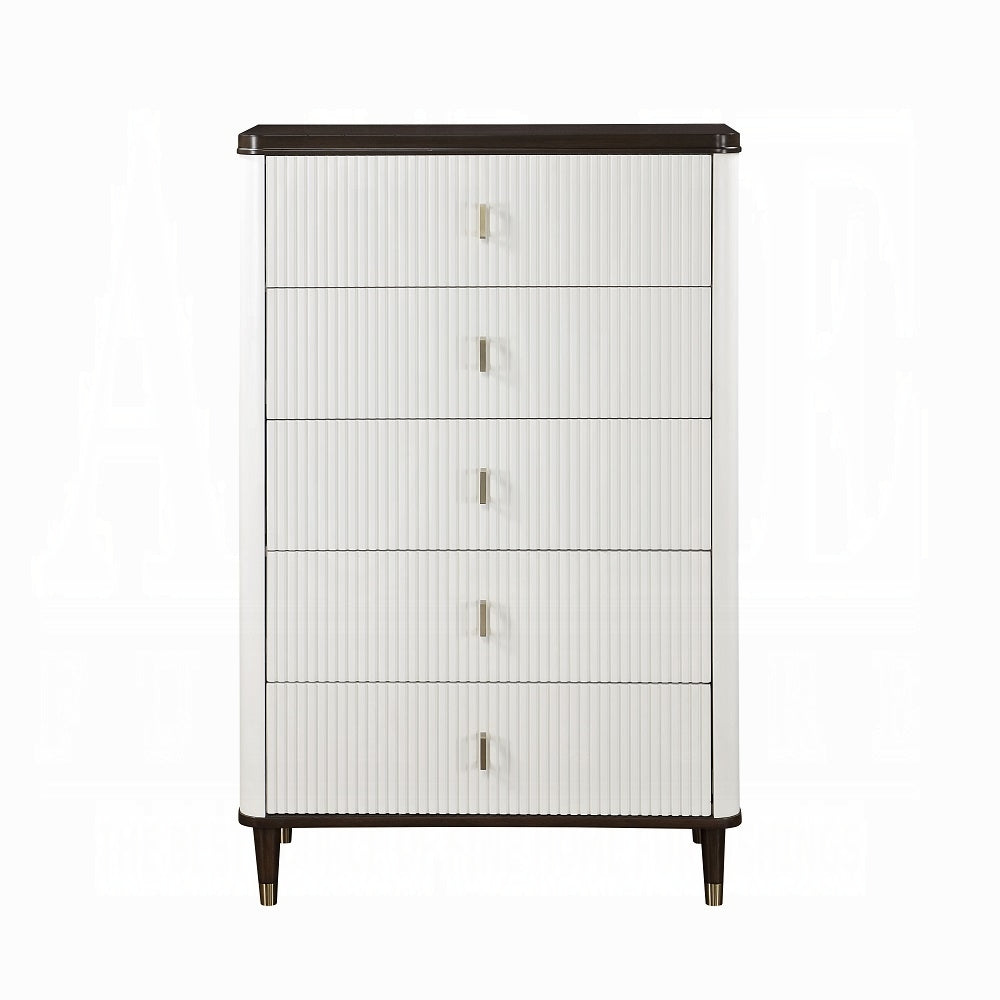 ACME Carena 6-Piece Modern Luxury Bedroom Set Includes Panel Bed, Dresser, Chest, 2x Nightstands and Mirror, Box Spring Required